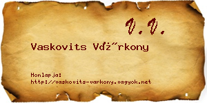 Vaskovits Várkony névjegykártya
